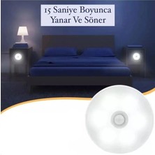 Hanedanev 8 Ledli Gün Işığı Sarı Renk Hareket Sensörlü USB Şarjlı LED Işık Lamba Dolap Lambası Ufo Lamba