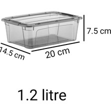 Foly Life 10 Adet 1,2 Litre Royal Box Antrasit Kilitli Erzak ve Saklama Kabı