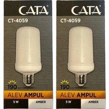 Cata CT-4059 5W (Amber Işık) E27 Duylu LED Alev Ampul (2 Adet)