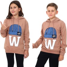 Ekko Kids Çocuk Bere Baskılı ve Işlemeli Kapüşonlu Sweatshirt