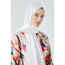 Moda Mevsimi Fivescarf Crystal Janjan Abiye Şal Beyaz