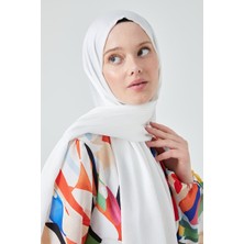 Moda Mevsimi Fivescarf Crystal Janjan Abiye Şal Beyaz