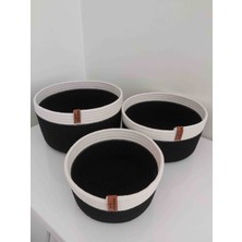 Home Decors By Özlem 3 Lü Siyah &beyaz Hasır Sepet Düzenleyici Organizer Dekorasyon Hediyelik