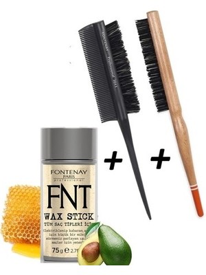 Fontenay 75 gr Hair Wax Stick ve Profesyonel Topuz Krepe Şiş Tarak 2'li Set Doğal İçerik 3043