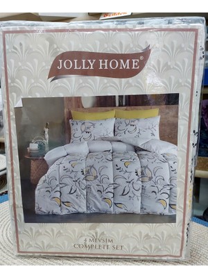 Jolly Home 4 Mevsim Çift Kişilik Kapitoneli Nevresim Takımı-Manolya Gri