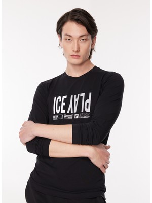 Amor İç Giyim Ice Play Bisiklet Yaka Düz Siyah Erkek T-Shirt 23IU1M0F041P410_T-SHIRT Jersey