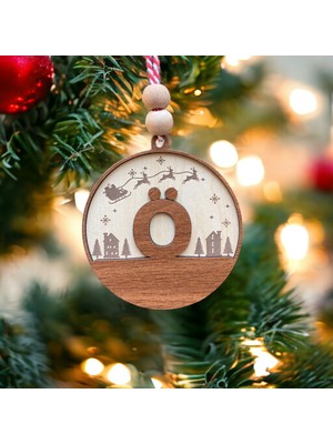 Hippodeco Iskandinav Tarzı Ö Harfi Yılbaşı Ağaç Süsü, Kişiselleştirilmiş Minimalist Noel Baba Desenli Çam Ağacı Süsü