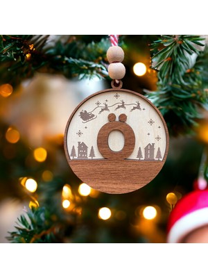 Hippodeco Iskandinav Tarzı Ö Harfi Yılbaşı Ağaç Süsü, Kişiselleştirilmiş Minimalist Noel Baba Desenli Çam Ağacı Süsü