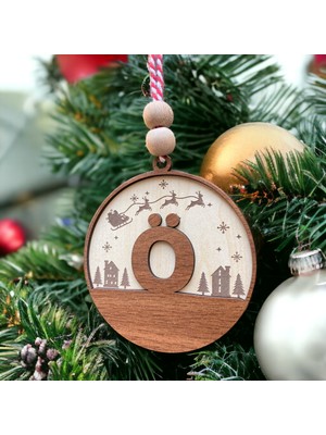 Hippodeco Iskandinav Tarzı Ö Harfi Yılbaşı Ağaç Süsü, Kişiselleştirilmiş Minimalist Noel Baba Desenli Çam Ağacı Süsü
