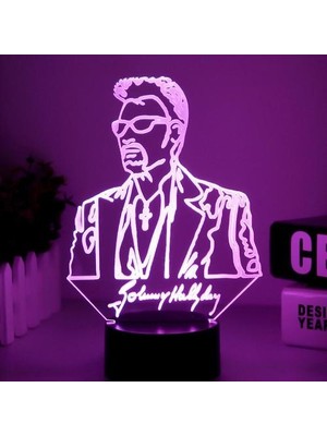 Htun Johnny Hallyday 3D LED Gece Lambası Yatak Odası Masa Lambası Renk Değiştirme (Yurt Dışından)