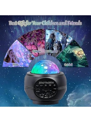 Htun Star Projector,light Projector,led Starry Night Light Rotating Ocean Wave Lamp,color Changing Music Player Built In Bluetooth Speaker For Kids Party R (Yurt Dışından)