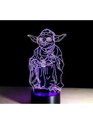 Htun Star Wars Yoda Master LED Küçük Gece Lambası 3D Gece Lambası (Yurt Dışından)