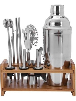 Htun 750 ml Paslanmaz Bar Kokteyl Çalkalayıcı Seti Barware Set Shaker Bambu ile Set Standı Bar Aracı Seti Barmen Kiti Çalkalayıcılar | Kokteyl Çalkalayıcıları (Yurt Dışından)