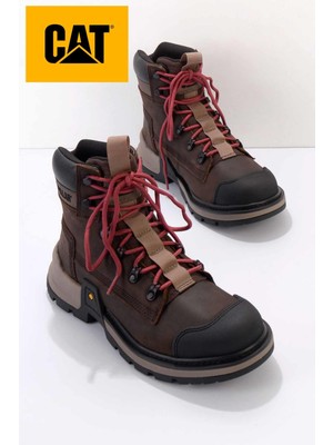 Cat Dark Brown Leather Erkek Outdoor Bot CAT1111111303