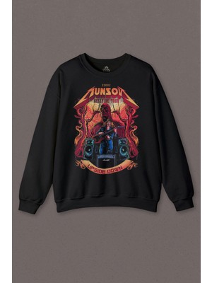So Cool Eddie Munson Hell Fire Club Hellfire Tour Baskılı Sweatshirt