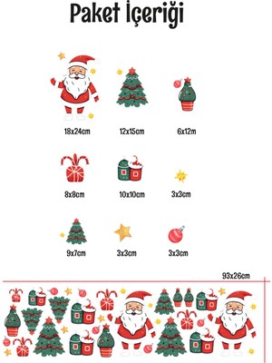 New Jargon Noel Baba ve Küçük Evleri Noel Baba Hayvanlar Süsleme Yeni Yıl Çocuk Bebek Odası Sticker Seti