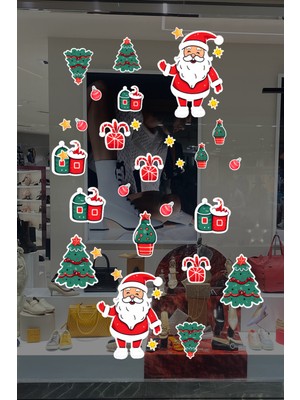 New Jargon Noel Baba ve Küçük Evleri Noel Baba Hayvanlar Süsleme Yeni Yıl Çocuk Bebek Odası Sticker Seti