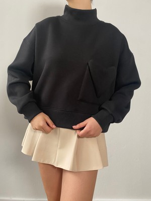 Ufwear Siyah Kalp Detaylı Oversize Sweatshirt