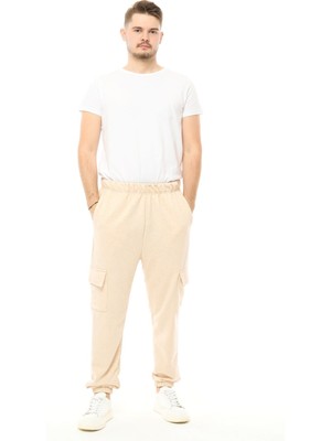 Defy's Erkek Kargo Cepli Oversize Jogger Pantolon Bej