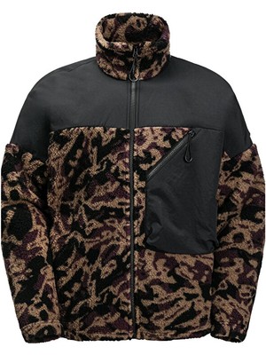 Jack Wolfskin Maarweg Print Jkt Erkek Outdoor Peluş Ceket 1711231-8889 Siyah