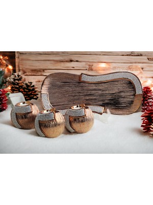 Elifeshop Lüks Porselen 3lü Tealight Mumluk Şamdan Biblo Heykel Hediyelik Dekoratif Ürün Masa Süsü Ev Hediye 4