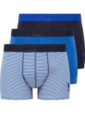 U.S. Polo Assn. Erkek Saks-Lacivert-Baskılı 3'lü Boxer 80504