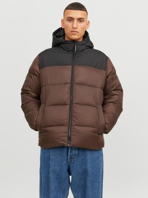 Jack & Jones Jjetoby Puffer Hood Sn Erkek Kahverengi Mont 12235859-15