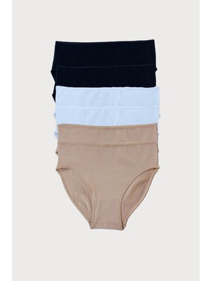 Malabadi Kadın Siyah Beyaz Ten 6 Lı Paket Modal Dar Kalıp Ara Bel Slip Külot 187