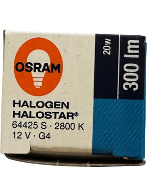 Osram 64425S Halostar Starlite 20W 12V 2800K (Sarı Işık) G4 Duylu Halojen Ampul