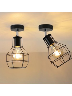 Rsylight Metal Retro Siyah Tavan Plofyoner 180 Derece Hareketli Modern Spor Avize Çap:15 cm