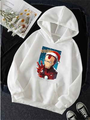 Populus Iron Man Hohoho Kapşonlu Sweatshirt