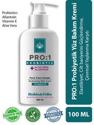 Robin&Odin Probiyotikli Yüz Bakım Kremi / Probiyotikler E Vitamini Aloe Vera Susam Yağı Argan Yağı içeren