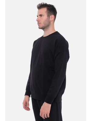 Mısırlı Erkek Üç Iplik Oversize Siyah Sweatshirt - M Ovr-1S