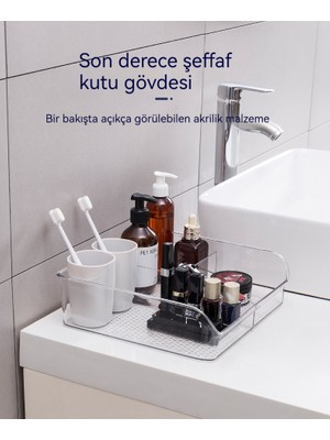 Mushen Ins Tarzı Lavabo Kozmetik Havlu Askısı Depolama Rafı Masaüstü Cilt Bakım Ürünü Tuvalet Masası Banyo Saklama Kutusu (Yurt Dışından)