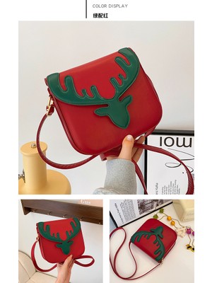 Mushen Yeni Noel Yaratıcı Çanta Kadın Noel Elk Orijinal Omuz Çantası Basit ve Çok Yönlü Crossbody Çanta (Yurt Dışından)