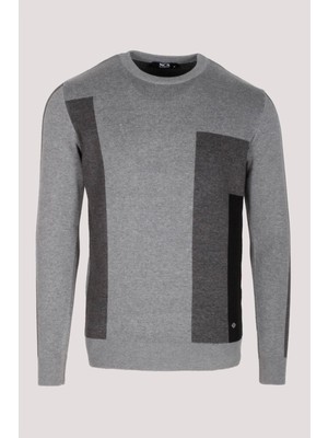 Ncs Erkek Triko Grimelanj Bisiklet Yaka Desenli Slim Fit Pamuklu Kazak Ncs 3740