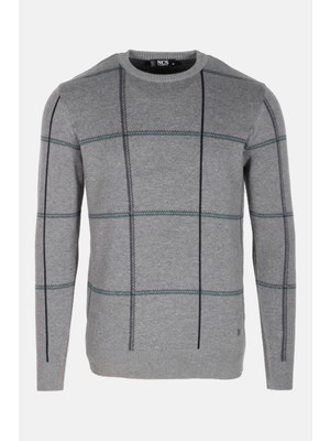 Ncs Erkek Triko Grimelanj Bisiklet Yaka Desenli Slim Fit Pamuklu Kazak Ncs 3744