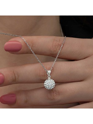 Inure Jewelry Gümüş Beyaz Kristal Taşlı Kadın Kolye