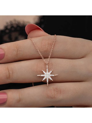 Inure Jewelry Gümüş Rose Kutup Yıldızı Kadın Kolye