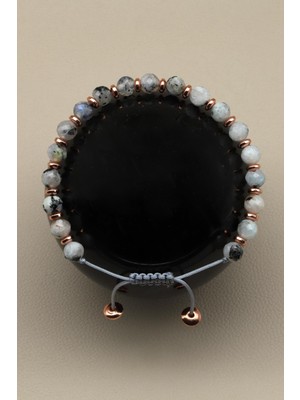 Alibaba Doğaltaş Ay Taşı - Hematit Doğal Taş Makrome Örme Bileklik