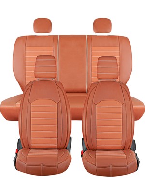 AG Store Mini Copper Contryman Uyumlu Deri Oto Koltuk Kılıfı Ön/Arka 5li Tam Set Orjin Seri Tarçın