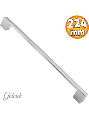 Badem10 Gölcük Düz (224 mm - 22.4 cm) Krom Metal Mobilya Mutfak Dolabı Çekmece Dolap Kapak Kulpu Kulbu Kulpları