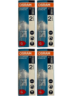 Osram 64425S Halostar Starlite 20W 12V 2800K (Sarı Işık) G4 Duylu Halojen Ampul (4 Adet)