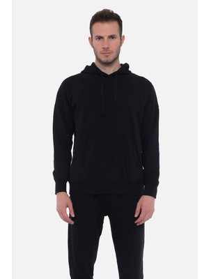 Mısırlı Erkek Üç Iplik Oversize Kapüşonlu Siyah Sweatshirt - M Ovr-2s