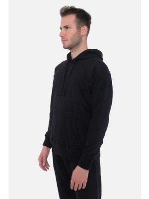 Mısırlı Erkek Üç Iplik Oversize Kapüşonlu Siyah Sweatshirt - M Ovr-2s