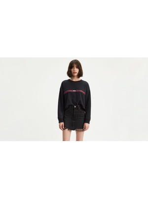 Graphic Raw Cut Crew Levi'S Type Siyah Kadın Sweatshirt