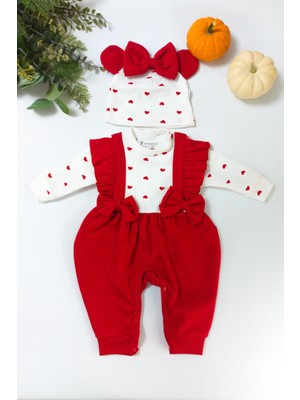 Mini Cayzen Kırmızı Kalpli Lüx Bebek Tulum