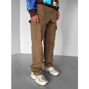 Erkek Baggy Fit Kargo Pantolon Kahverengi