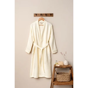Unisex Kimono Müslin Bornoz Ekru