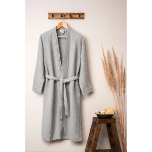 Denizli Concept Unisex Kimono Müslin Bornoz Gri
